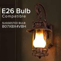 Gzbtech Rustic Lantern Wall Sconce Outdoor, Vintage Oil Rubbed Bronze Exterior Large Sconce Light, 110V Waterproof Kerosene Wall Mounted Lighting Fixture With Frosted Shade For Porch Garage Room