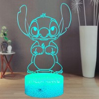 Laysinly Stitch 3D Night Light, Stitch Anime Night Lamp, Usb Touch Table Lamp, Remote Control Bedroom Sleep Light Bedside Lamp 16 Colors Room Decoration, Birthday Xmas Light For Girls Kids Teen