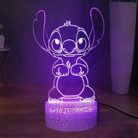 Laysinly Stitch 3D Night Light, Stitch Anime Night Lamp, Usb Touch Table Lamp, Remote Control Bedroom Sleep Light Bedside Lamp 16 Colors Room Decoration, Birthday Xmas Light For Girls Kids Teen