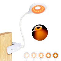 Clipon Reading Light For Bed Amber Book Read Light Rechargeable 5 Brightness Desk Light Clamp Lamp Touch Control Dimmable La