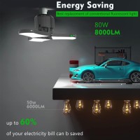 4-Pack Led Garage Lights, 5000K Daylight White Garage Lights Ceiling Led 8000 Lumens Deformable Led Garage Lights Bulb 80W Flexled Garage Ceiling Lights, Shop Lights For Garage, Workshop, Basement