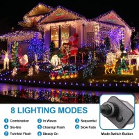 Blingstar Christmas Lights Colored String Lights 33Ft 100 Led Waterproof Multicolor Twinkle Lights 8 Modes 30V Plug In Fairy Str