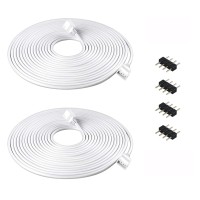 Nelyeqwo 2 Pack 5M 164Ft Rgb Extension Cable Led Strip Connector 4 Pin Solderless Strip Jumper Cables Kit With 4 Pack 4 Male Pi