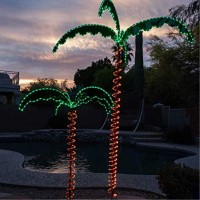 Yard Light 7 Foot Height x 6 Foot 112 Inch Width Amber And Green Palm Tree LED Light 120 Volt AC 0416 Amp 4992 Watt With 4 Leg Stand And Power Cord