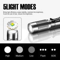 Skywolfeye Led Flashlight 2 Pack Super Bright Flashlights Rechargeable High Lumens Torch 5 Modes Zoomable Waterproof For Camping