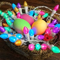 Bohon Easter Lights String 50 Led Multi Color Christmas Lights White Wire Pastel String Lights Plug In For Bedroom Indoor Patio Wreath Carnival Easter Decorations Outdoor (C3 Glass Bulbs)