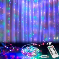 Honche Led Curtain Lights 300 Led 8 Modes Usb With Remote For Home Room Bedroom Wedding Party Christmas Window Wall Decorations Room Decor (Multi Color)