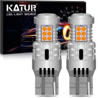 Katur T20 7440 W21W Wy21W 7440Na Led Bulbs Canbus Error Free Extremely Bright 12Pcs 3030 & 8Pcs 3020 Chips Replace For Turn Signal Reverse Brake Tail Stop Parking Rv Light, Amber Yellow (Pack Of 2)