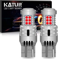 Katur T20 7440 W21W 7440Na Led Bulbs Super Bright 12Pcs 3030 & 8Pcs 3020 Chips Canbus Error Free Replace For Turn Signal Reverse Brake Tail Stop Parking Rv Lights,Brilliant Red(Pack Of 2)