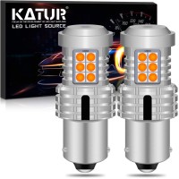 Katur Bau15S Py21W 7507 Led Bulbs Super Bright 12Pcs 3030 & 8Pcs 3020 Chips Canbus Error Free Replace For Turn Signal Reverse Brake Tail Stop Parking Rv Lights,Amber Yellow(Pack Of 2)