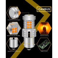 Katur Bau15S Py21W 7507 Led Bulbs Super Bright 12Pcs 3030 & 8Pcs 3020 Chips Canbus Error Free Replace For Turn Signal Reverse Brake Tail Stop Parking Rv Lights,Amber Yellow(Pack Of 2)