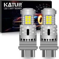 Katur 3157 T25 3057 P27/7W Led Bulb Super Bright 12Pcs 3030 & 8Pcs 3020 Chip Canbus Error Free Replace For Turn Signal Reverse Brake Tail Stop Parking Rv Light,Xenon White(Pack Of 2)