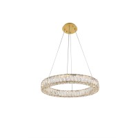 Monroe Integrated Led Chip Light Gold Chandelier Clear Royal Cut Crystal