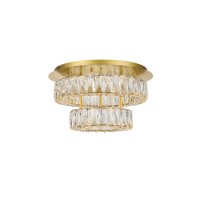 Monroe Led Light Gold Flush Mount Clear Royal Cut Crystal