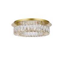 Monroe Led Light Gold Flush Mount Clear Royal Cut Crystal