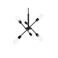 Axel 6 Lights Black Pendant With Hanging Rod