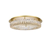 Monroe Led Light Gold Flush Mount Clear Royal Cut Crystal