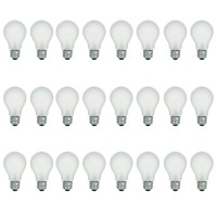 Xtricity A19 Frosted Incandescent Rough Service Light Bulb, 60 Watt, Long Life - 10,000 Hours, 2700K Soft White, E26 Medium Base, 480 Lumens, 130V (24 Pack)