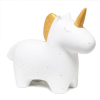 Simple Designs Lt3339Wht Gold And White Porcelain Fun Shaped Night Light Table Lamp Unicorn