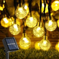 Joomer Outdoor Solar String Lights 45.5Ft 60 Led Solar Powered String Lights Waterproof,8 Modes Crystal Ball Lights Solar Fairy Patio Lights For Garden, Lawn, Porch, Gazebo, Bistro(Warm White)