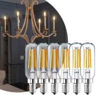 Hudson 4W Led Candelabra Light Bulb (6 Pack) - 3000K Dimmable T6/U Shaped Warm White Chandelier Bulbs (40W Equivalent) - E12 Small Base T25 Ul Listed Indoor/Outdoor Candle Light Led Bulbs