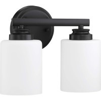 Craftmade 50502-Fb-Wg Bolden White Frost Glass Vanity Bath Lighting, 2-Light 200 Watts, Flat Black