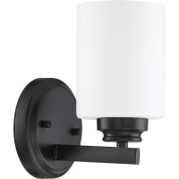 Craftmade 50501-Fb-Wg Bolden White Frost Glass Wall Sconce, 1-Light 100 Watt, Flat Black