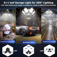 Craftersmark Led Garage Lights Motion Activated, 150W Deformable Led Garage Lights 18500Lm Led Shop Lights, Led Garage Light, Motion Sensor Garage Lights With 6 Adjustable Panels