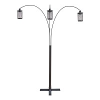 Add industrial touch to your home s interior with help of this Decorative Floor Lamp Constructed from solid metal and finished in black this lamp is sure to blend well with your existing decor It features a triad of bulbs that shine through mesh shades an