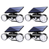 Fatpoom Outdoor Solar Lights, 30 Led Solar Security Light With Motion Sensor Dual Head Spotlights Ip65 Waterproof 360?Adjustable Solar Wall Lights Outdoor For Yard Garage Patio Porch (4 Pack)