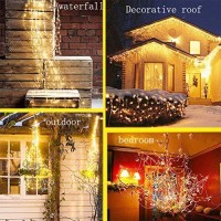 220Led Upgrade Solar Fairy Lights Outdoor Waterproof,11 Strand Solar Firefly Bunch Lights With 8 Flashing Modes Solar Waterfall Lights, Solar Watering Can Light Garden Tent String Light (Warm White)