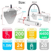 Hongut Rechargeable Picture Light, Painting Lights Cordless, Dartboard Light With Remote, Picture Frame Light With 3 Modes 28 Leds Rotate Head, 360 Flexible Neck, Clip On Display Light For Art-Silver