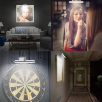 Hongut Rechargeable Picture Light, Painting Lights Cordless, Dartboard Light With Remote, Picture Frame Light With 3 Modes 28 Leds Rotate Head, 360 Flexible Neck, Clip On Display Light For Art-Silver