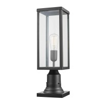 Globe Electric 44384 1-Light Outdoor Lamp Post Light Fixture With Base Adaptor, Matte Black, Clear Glass, Landscape Lighting, Outside Light, Outdoor Lamp, Patio D