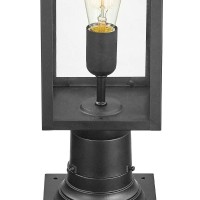 Globe Electric 44384 1-Light Outdoor Lamp Post Light Fixture With Base Adaptor, Matte Black, Clear Glass, Landscape Lighting, Outside Light, Outdoor Lamp, Patio D