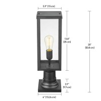 Globe Electric 44384 1-Light Outdoor Lamp Post Light Fixture With Base Adaptor, Matte Black, Clear Glass, Landscape Lighting, Outside Light, Outdoor Lamp, Patio D