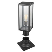 Globe Electric 44384 1-Light Outdoor Lamp Post Light Fixture With Base Adaptor, Matte Black, Clear Glass, Landscape Lighting, Outside Light, Outdoor Lamp, Patio D