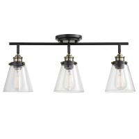 Globe Electric 59629 Jackson 3 Track Lighting Dark Bronze Antique Brass Accents