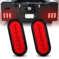 Aaiwa 6 Oval Red Led Trailer Tail Lights 2Pcs Turn Stop Brake Trailer Lights For Rv Truck With Surface Mount Grommet