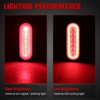 Aaiwa 6 Oval Red Led Trailer Tail Lights 2Pcs Turn Stop Brake Trailer Lights For Rv Truck With Surface Mount Grommet