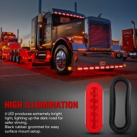 Aaiwa 6 Oval Red Led Trailer Tail Lights 2Pcs Turn Stop Brake Trailer Lights For Rv Truck With Surface Mount Grommet