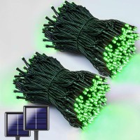 Qinol 2-Pack 400Led 72Ft Solar String Lights Outdoor, Green Wire Solar Christmas , Waterproof 8 Modes Twinkle Lights For Xmas Tree Garden Decorations (Cool White)