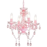 Lalula Mini Chandelier With Acrylic Crystals Pink Chandelier 4 Light Modern Chandelier For Bedroom