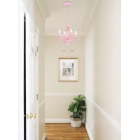 Lalula Mini Chandelier With Acrylic Crystals Pink Chandelier 4 Light Modern Chandelier For Bedroom