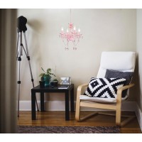 Lalula Mini Chandelier With Acrylic Crystals Pink Chandelier 4 Light Modern Chandelier For Bedroom