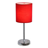 Simple Designs Chrome Mini Basic Table Lamp With Fabric Shade