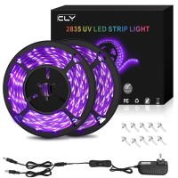 Cly 33Ft Led Uv Black Light Strip Kit, 600 Units Uv Lamp Beads, 12V Flexible Blacklight Fixtures, 10M Led Ribbon String Light For Indoor Decor Fluorescent Dance Glow Birthday Party Stage Lighting