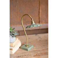 Antique Brass Goose Neck Table Lamp With Enamel Shade