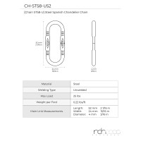 Rch Hardware Chs5840Ab3 Steel Chandelier Chain Antique Brass 3 Feet