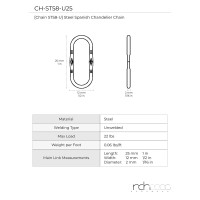 Rch Hardware Chs5820Ab3 Steel Chandelier Chain Antique Brass 3 Feet